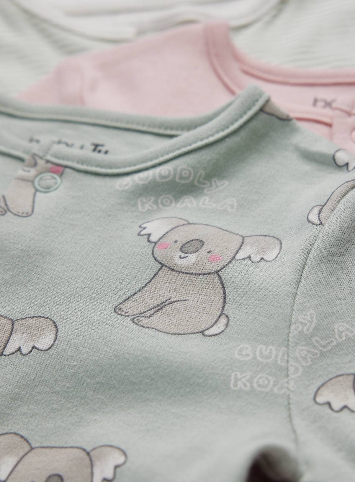 Koala & Stripe Print Sleepsuits 3 Pack 3-6 months - Image 2